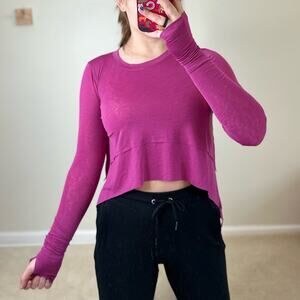 FP Movement by Free People Pink Crop Long Sleeve Sweatshirt